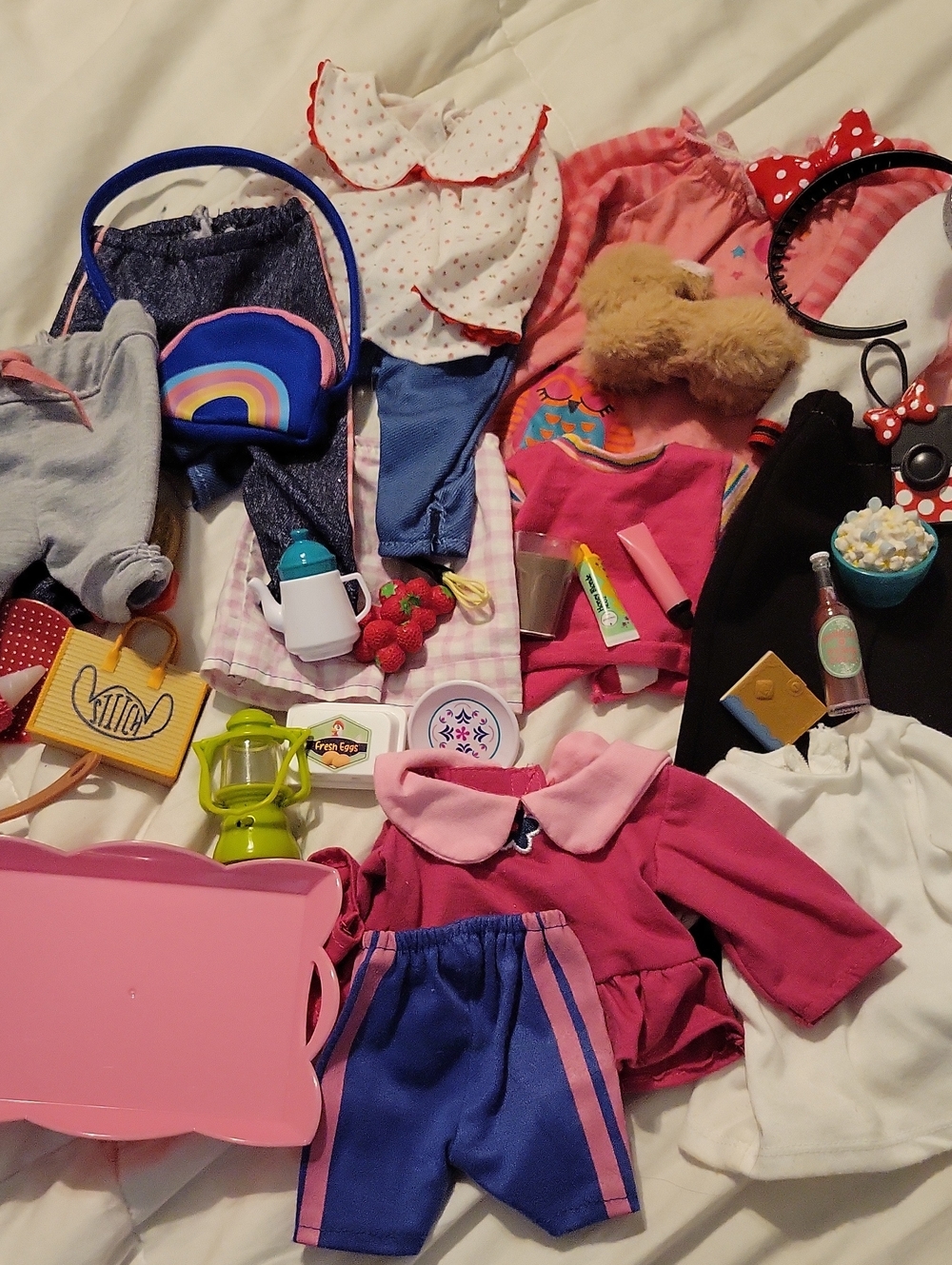 Kids Doll Outfit Set - Pink and Blue Play Clothing